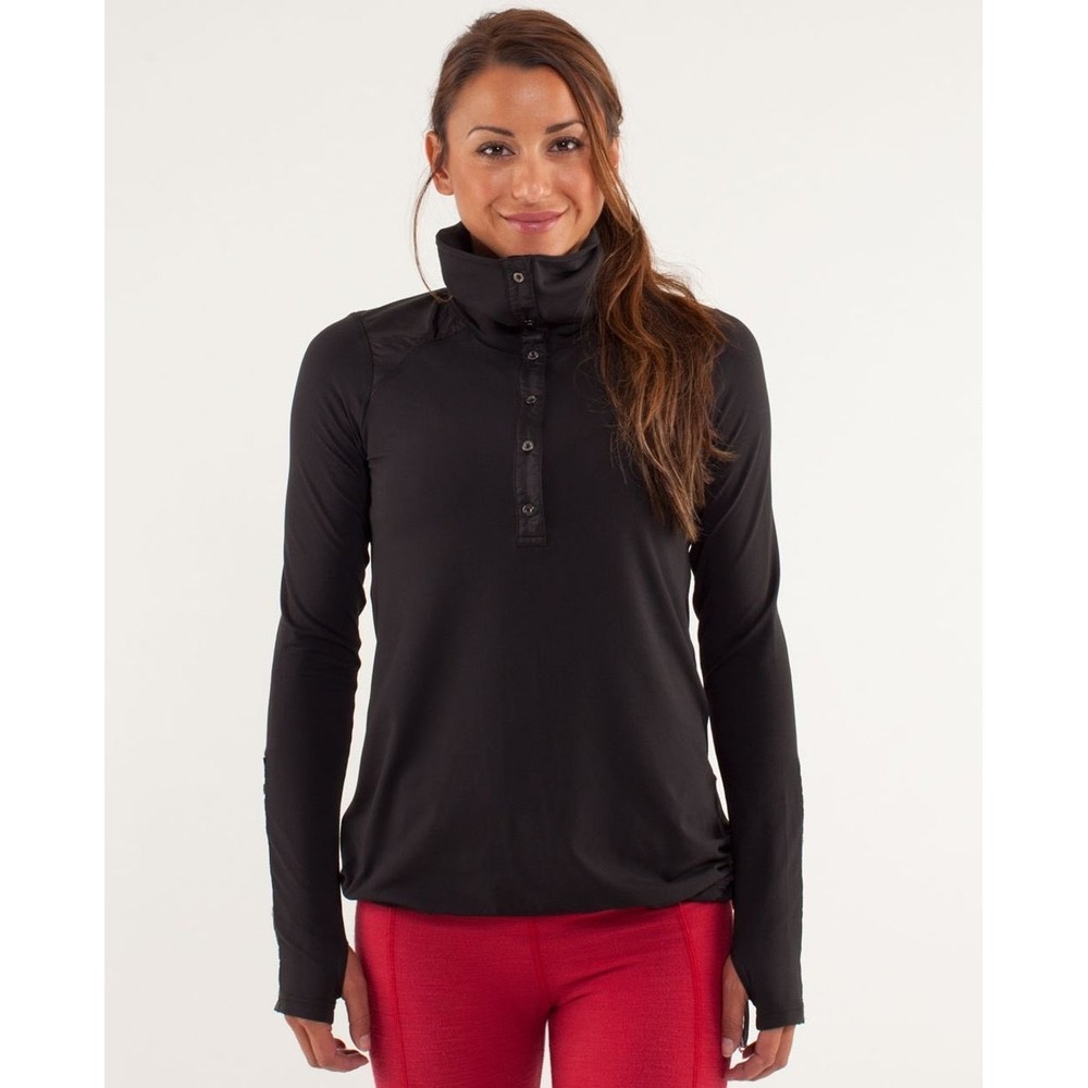 Lululemon Pedal Power Long Sleeve Black Cycling Top Gorpcore Athleisure Workout